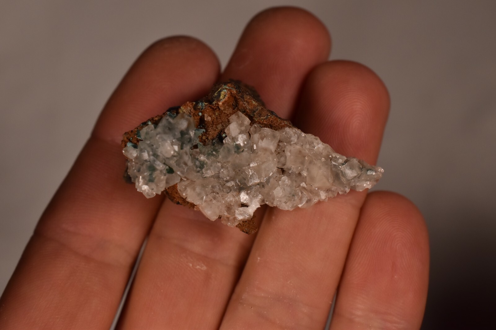 *MALACHITE & CALCITE* Cluster 4.8cm 19.7g Natural Rough Specimen Clear Crystals