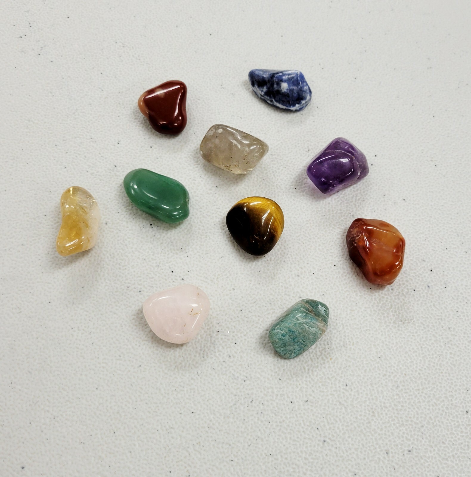 10 piece Tumbled Healing Crystals Set, Amethyst Carnelian Sodalite Citrine +
