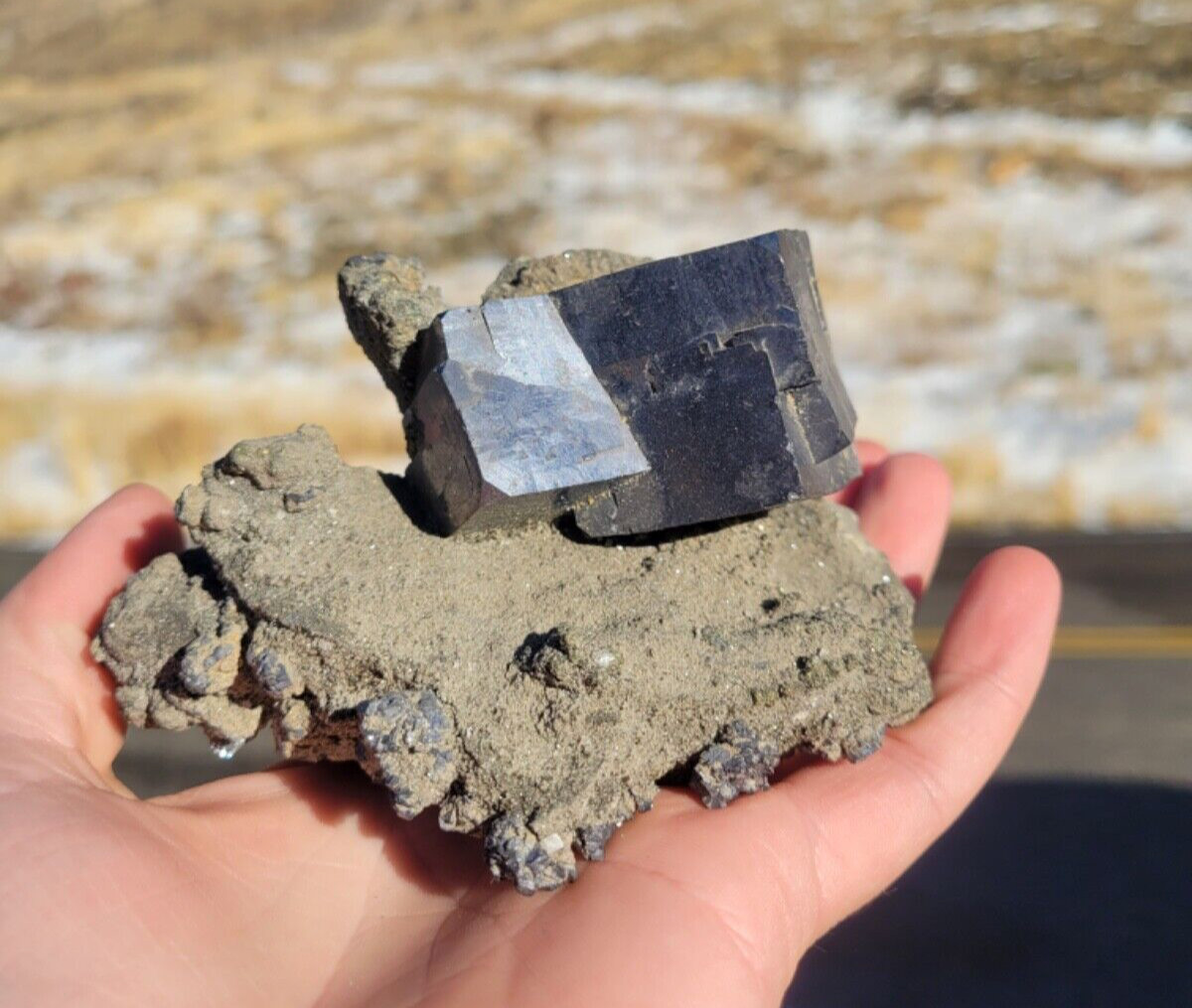 Giant Galena Cube with Pyrrhotite on Dolomite Matrix from Missouri