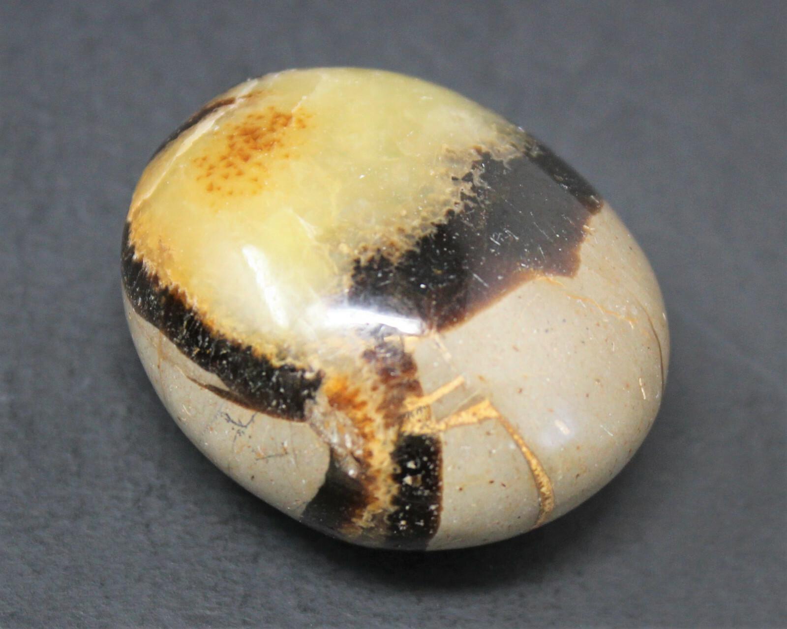 Septarian Hand Polished Palm Stone: ‘A’ Grade Septarian Pebble, Crystal