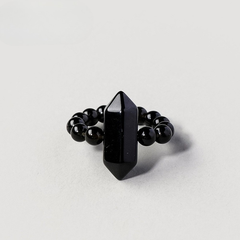 Natural Crystal Beaded Double Terminated Point Ring Healing Chakra Jewelry Gift