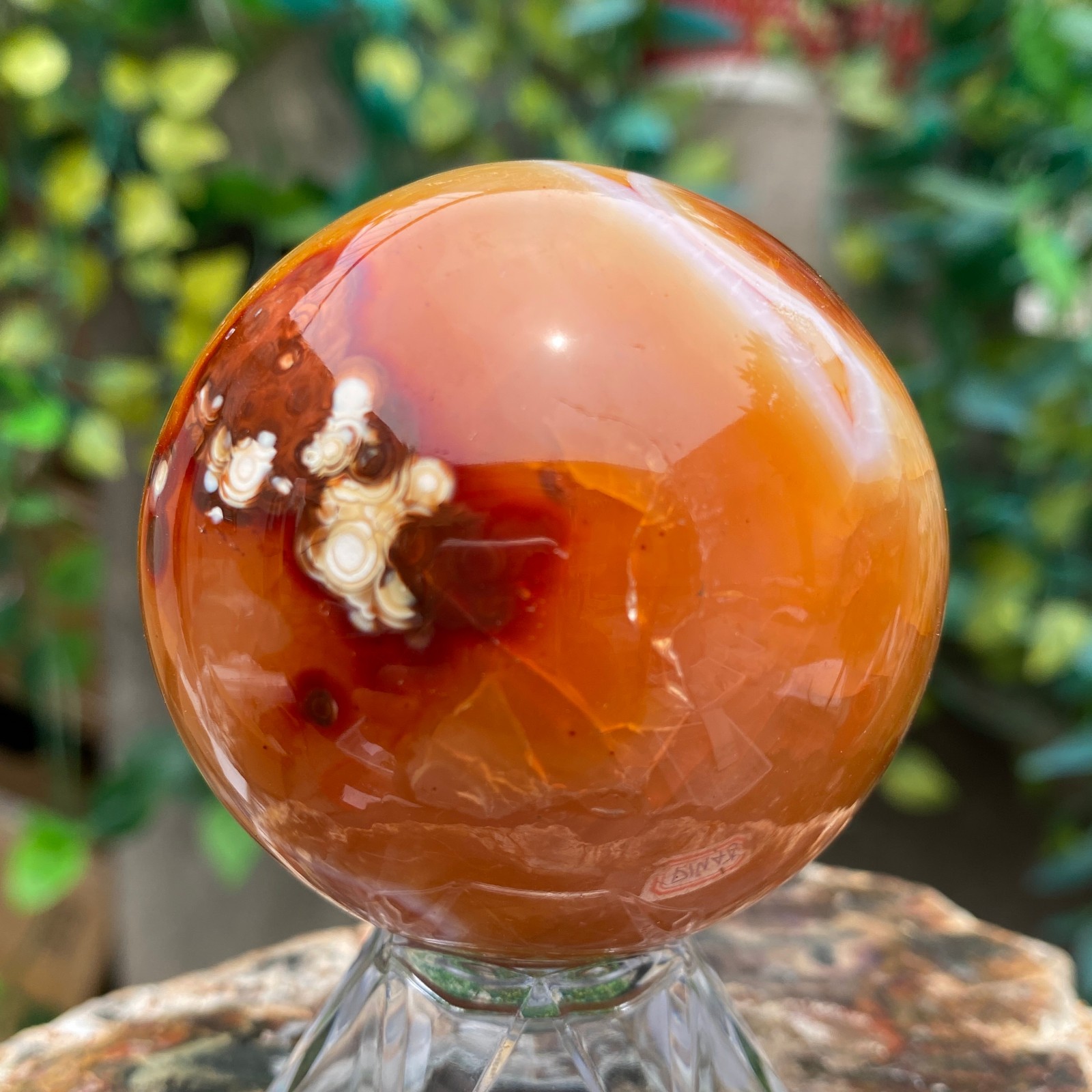 290g Natural red striped agate crystal ball mineral specimen Sphere