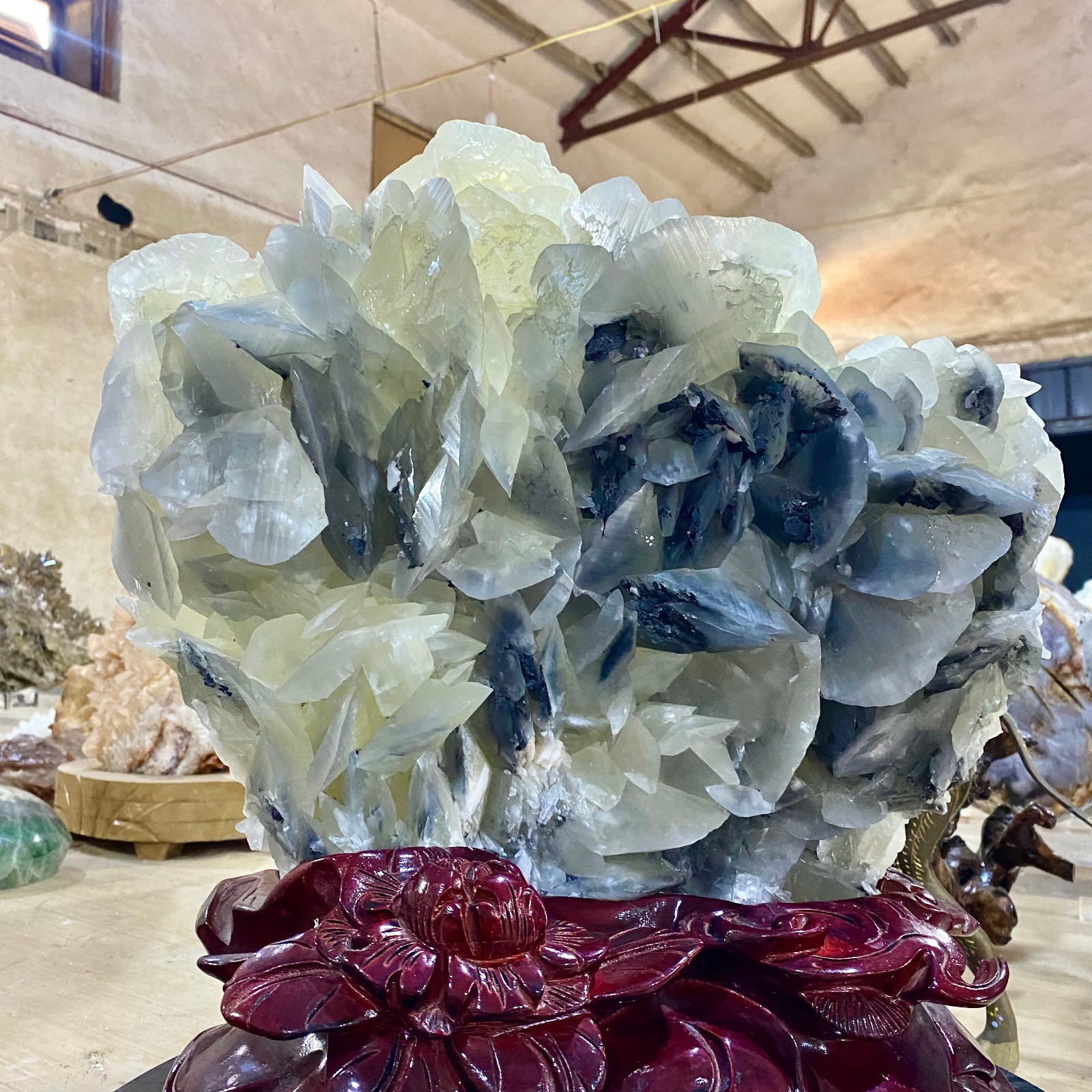 34.86LB Rare!! Natural transparent quartz with Mica Crystal Specimen Rough