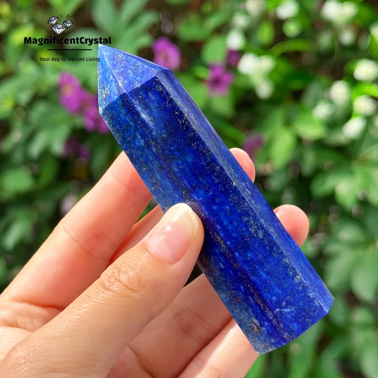 Genuine Lapis Lazuli Crystal Tower Point Healing Blue Gemstone Obelisk Wand Deco