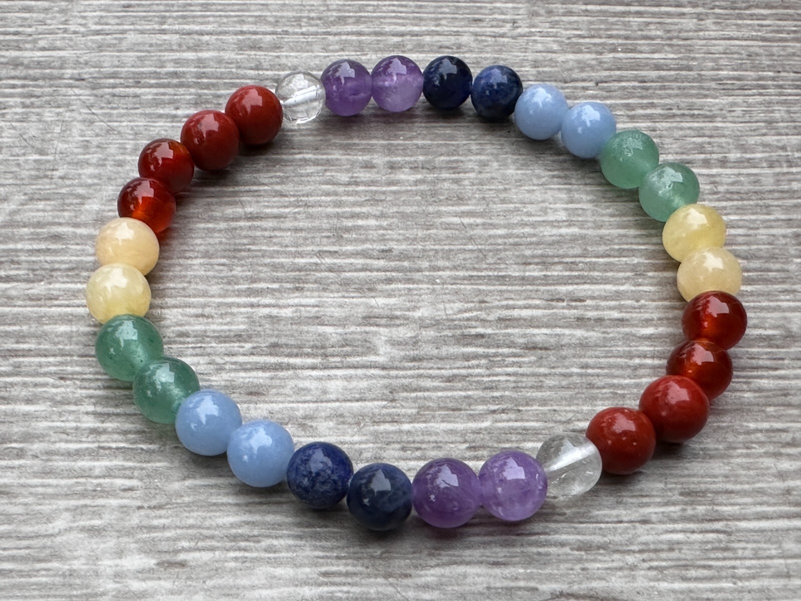 Grade A ++ 7 Chakra Stone Bracelet 6mm, Genuine Chakra Gemstone Bead Bracelet