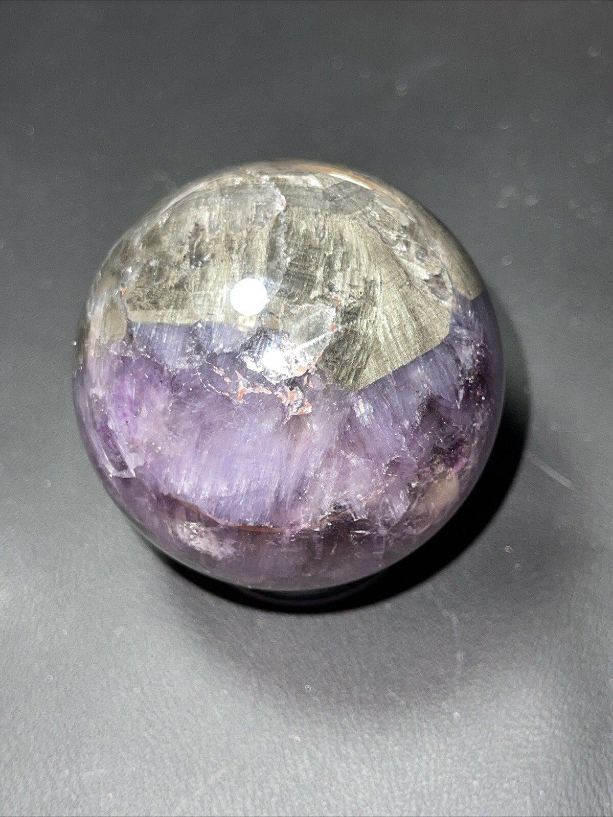 Auralite 23 Crystal Sphere Ball Orb Excellent Flash And a Rainbow 52.2mm 196g