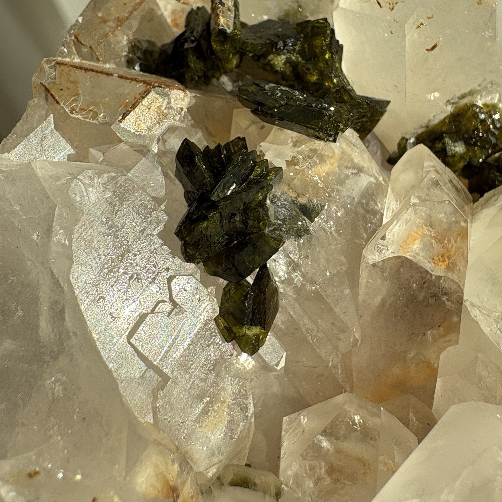 Natural Garden Quartz Epidote Cluster Raw Mineral Rare Specimen Healing
