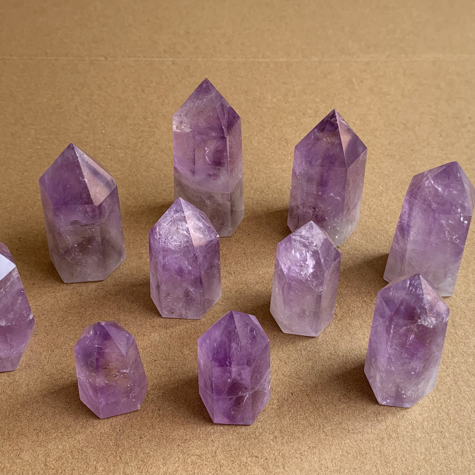 10pcs natural amethyst quartz obelisk crystal Tower wand point healing 35-75mm14