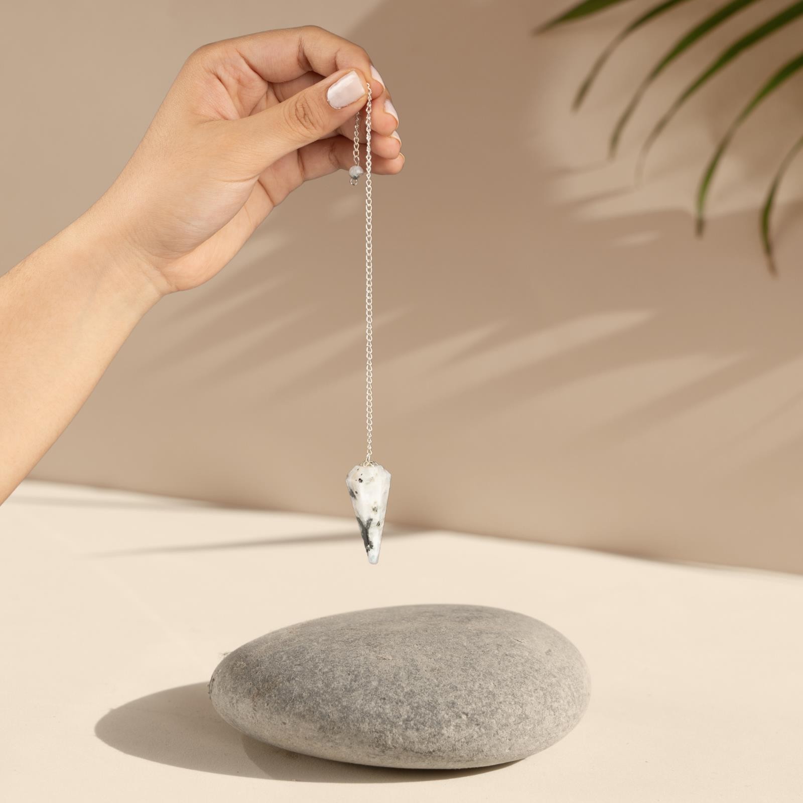 Rainbow Moonstone Pendulum Crystal Divination Tools — Dowsing Pendulum Crystal w