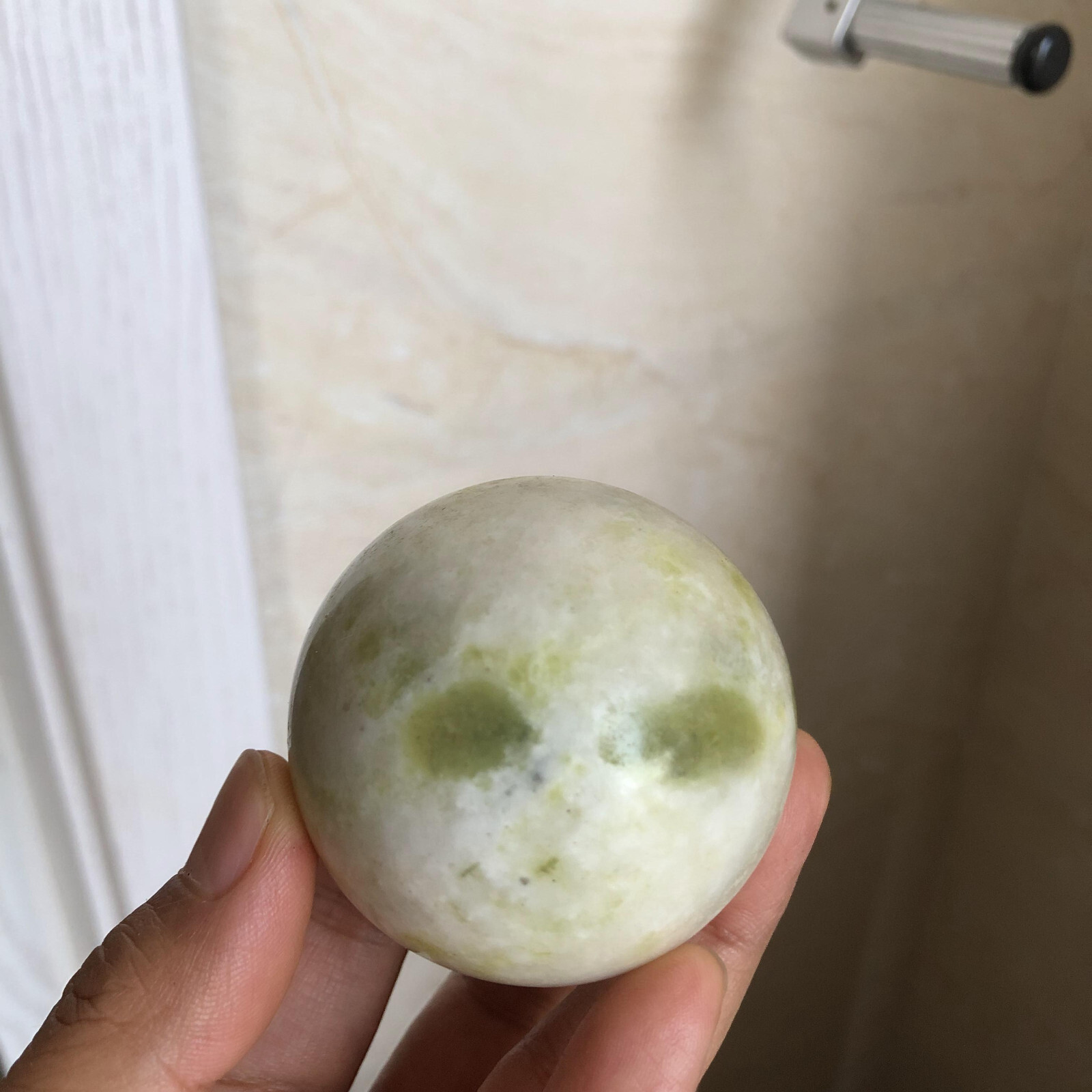 53mm Rare Natural yellow jade Semi-precious crystal Ball sphere 223g A2522