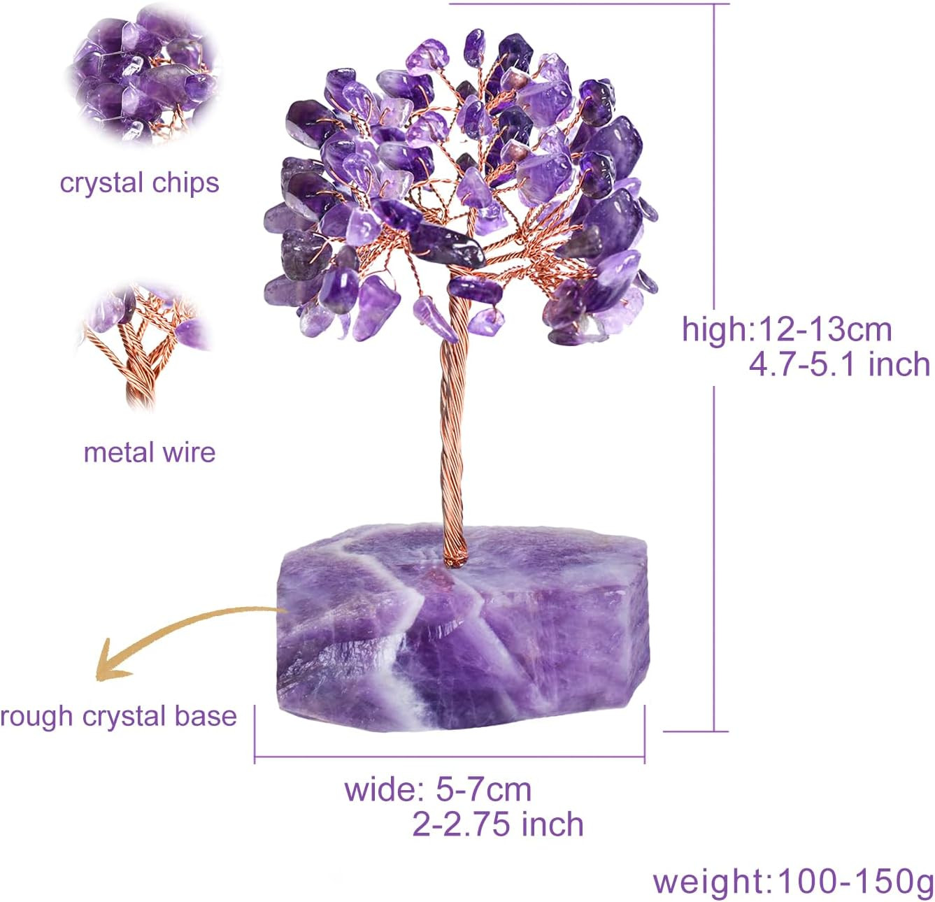Amethyst Crystal Tree of Life,4 Inch Natural Healing Stones,Reiki Energy Money T