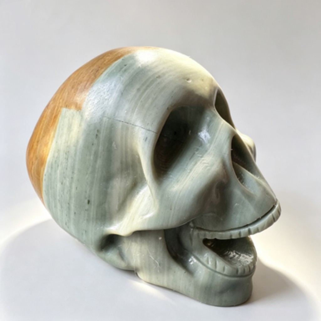 Natural Songhua Stone Skull Figurine Polished Crystal Desk Decor Unique Gift