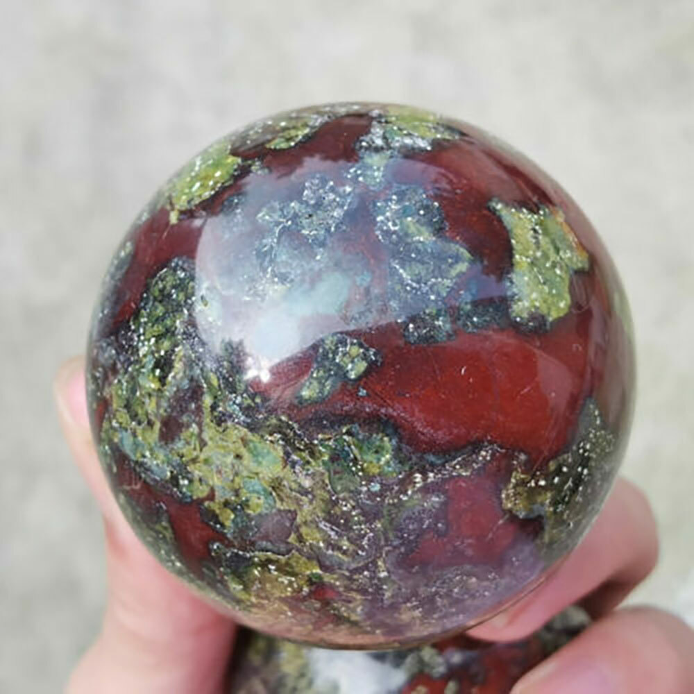1Pcs Natural Dragon Blood Stone Quartz sphere Crystal Ball Reiki Healing 45mm+