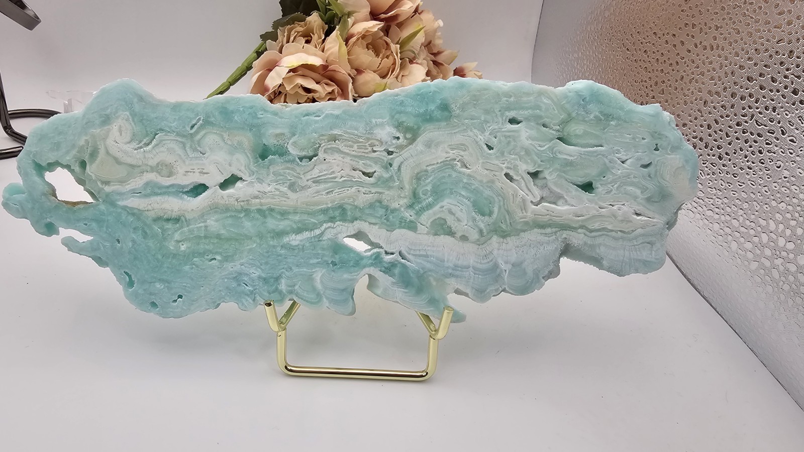 large hemimorphite Slab Slice 251g 7.5cm beach caribbean calcite carribean