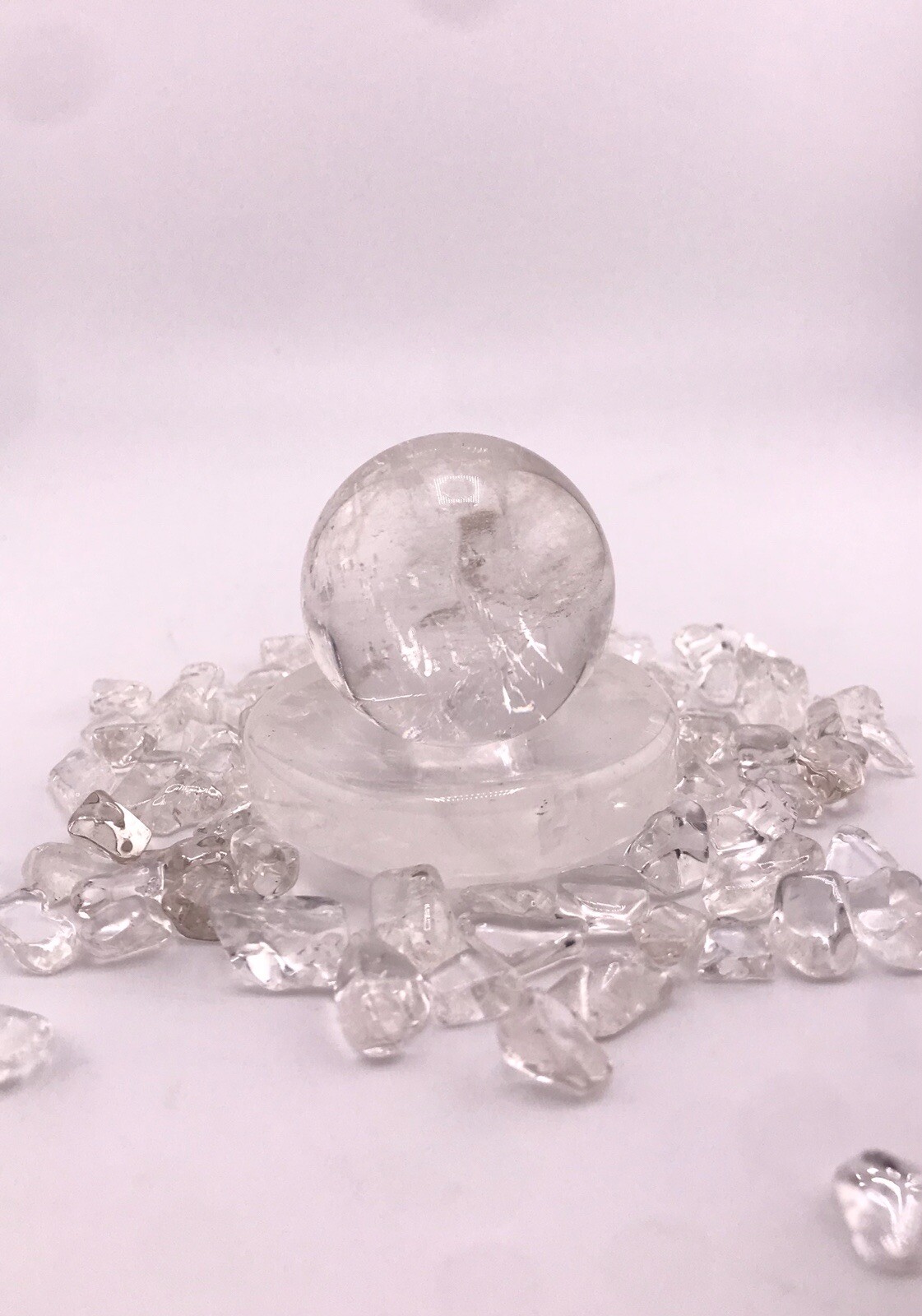 Clear Quartz Crystal Sphere 39mm With Mineral Stone Base Fun Table decoration