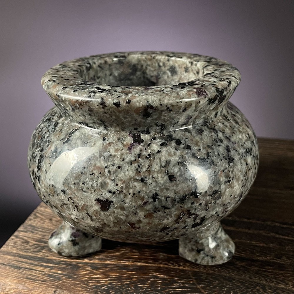 UV Reactive Yooperlite Cauldron | Large Ritual Offering Bowl | Gothic Altar Tool