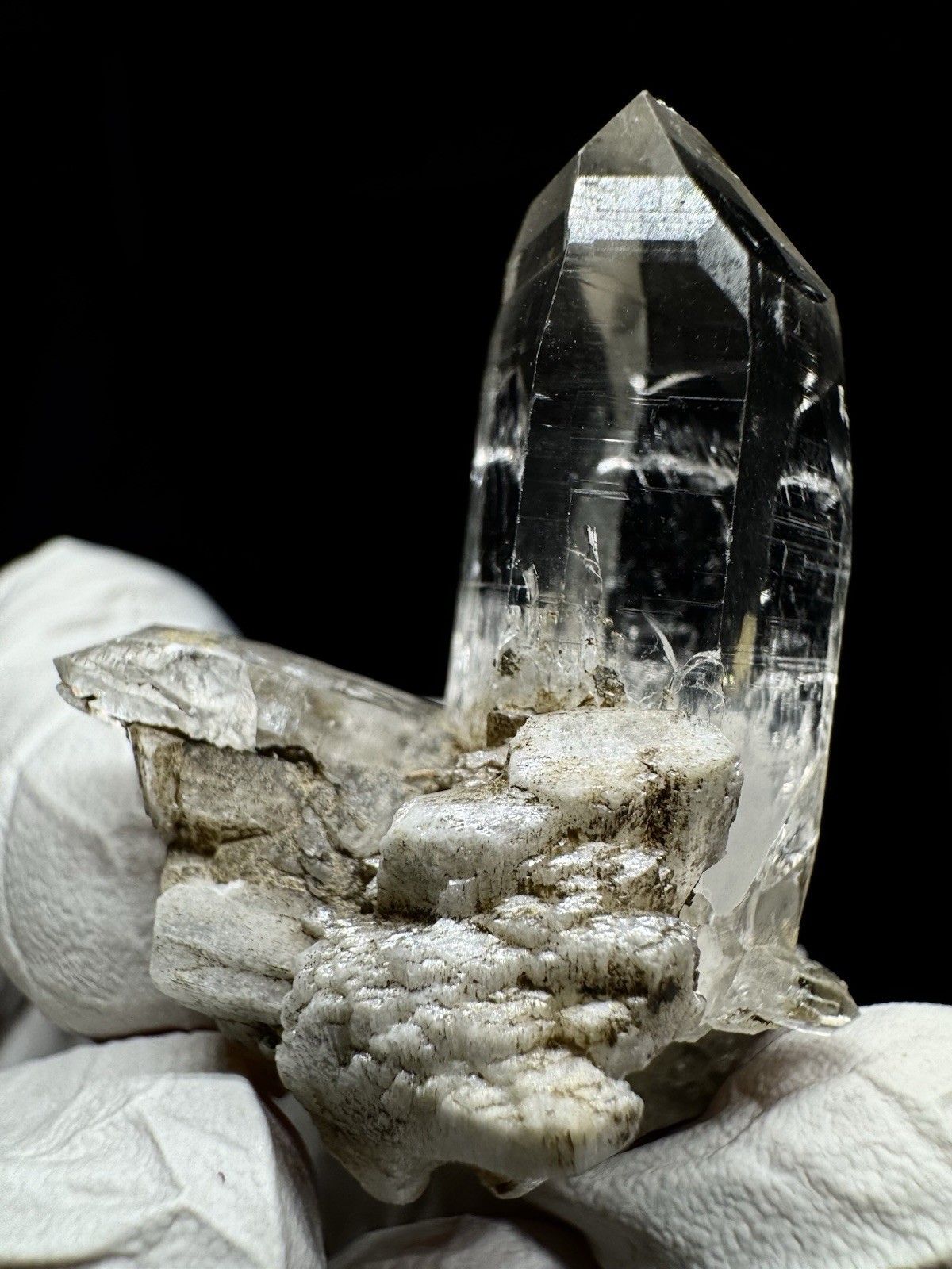 “Mountain Sentinel” Hashupi Himalayan Akashic Quartz on Feldspar & Mica Crystal