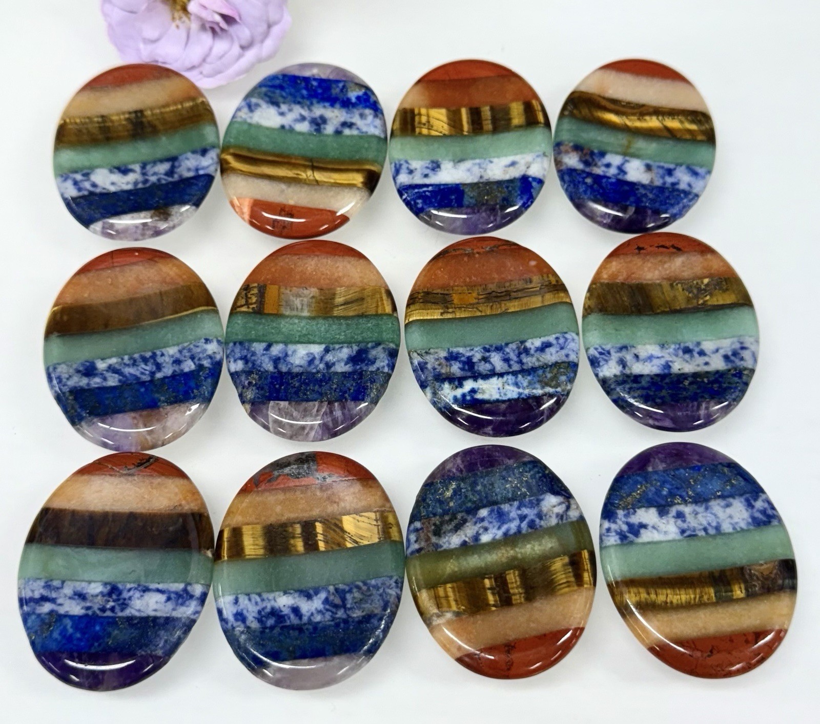 Wholesale Lot 12 PCs Natural Crystal Worry Stone Healing Energy
