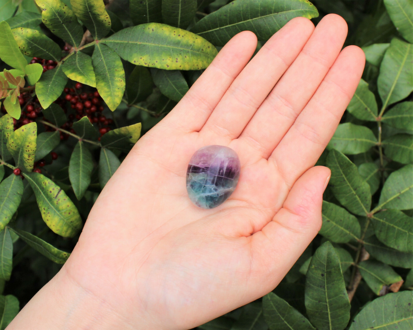 1 Medium Fluorite Tumbled Stone (Crystal Healing, Gemstone, Rainbow Fluorite)