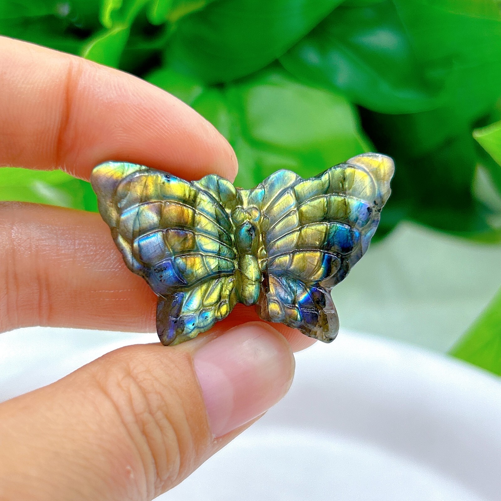 Natural labradorite Butterfly Hand Carved crystal Healing