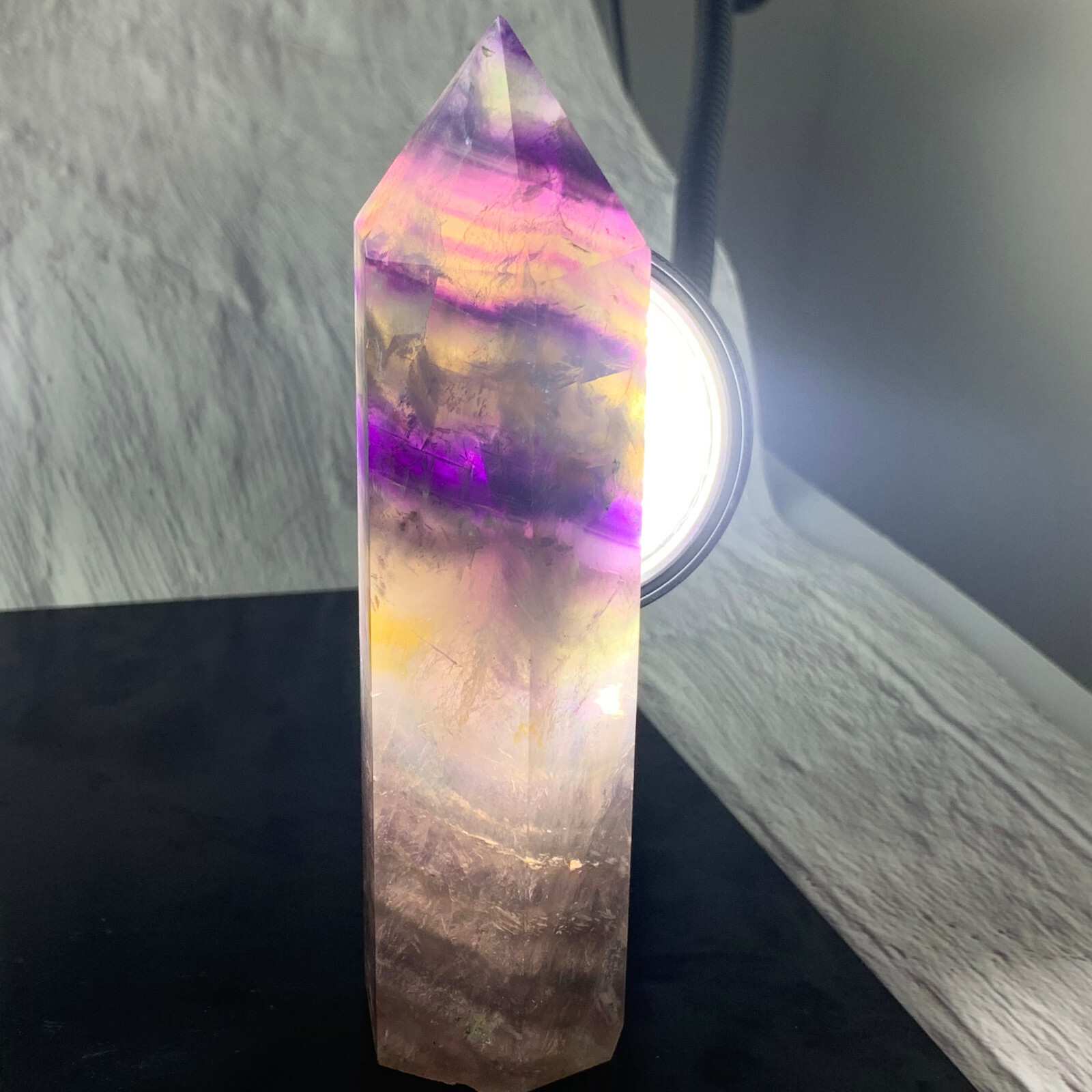 350g-500g Natural rainbow fluorite quartz crystal obelisk wand point healing 1PC