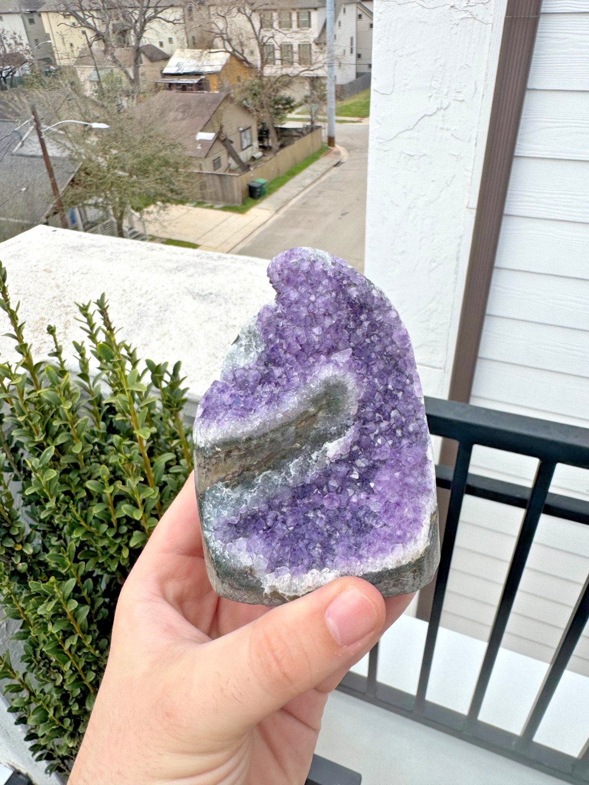 Amethyst Geode Crystal Cluster | 1 lb 4 oz | All Natural, Cut-Base |