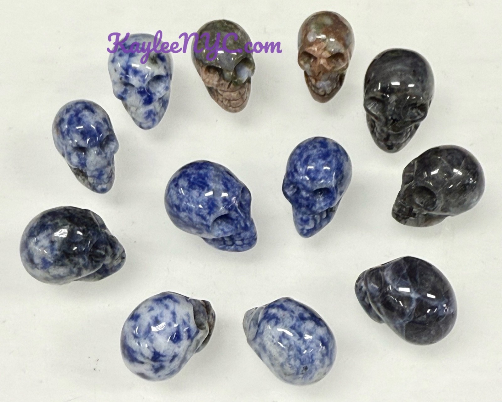 Wholesale lot 12 Pcs 22mm Natural Crystal Mini Skulls Healing Energy