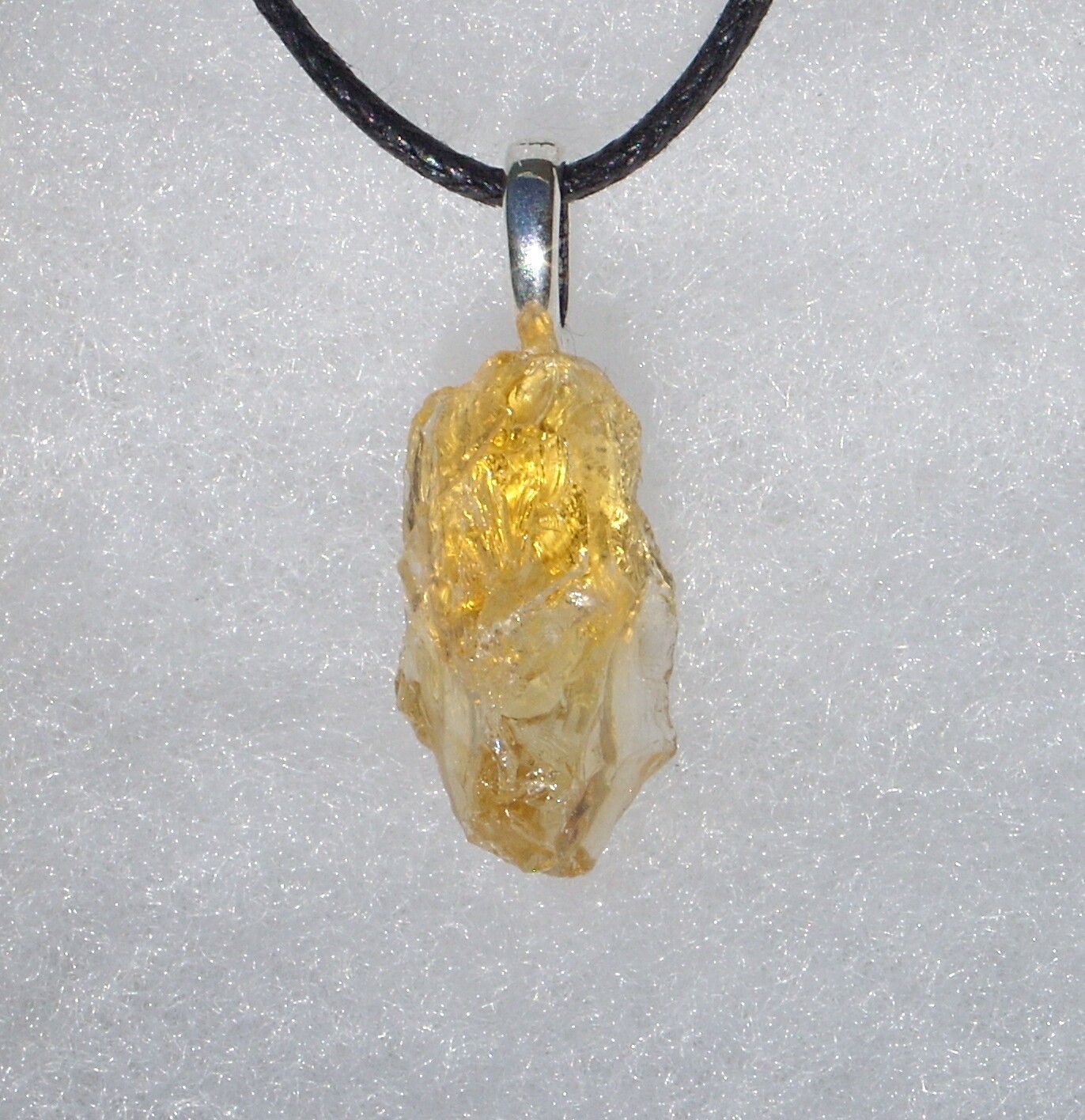Natural Raw Rough Citrine Crystal Free Form Stone Pendant Necklace Small
