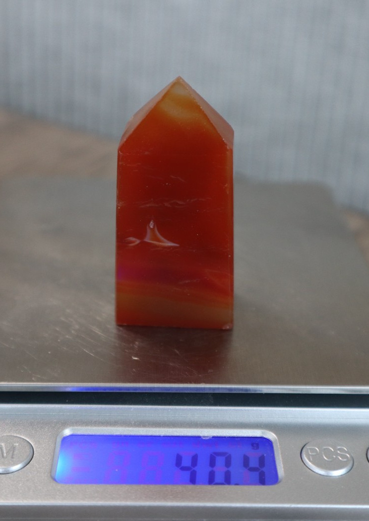 CARNELIAN POINT (4 SIDED) 2.10 INCHES TALL/ 40.4 GRAMS