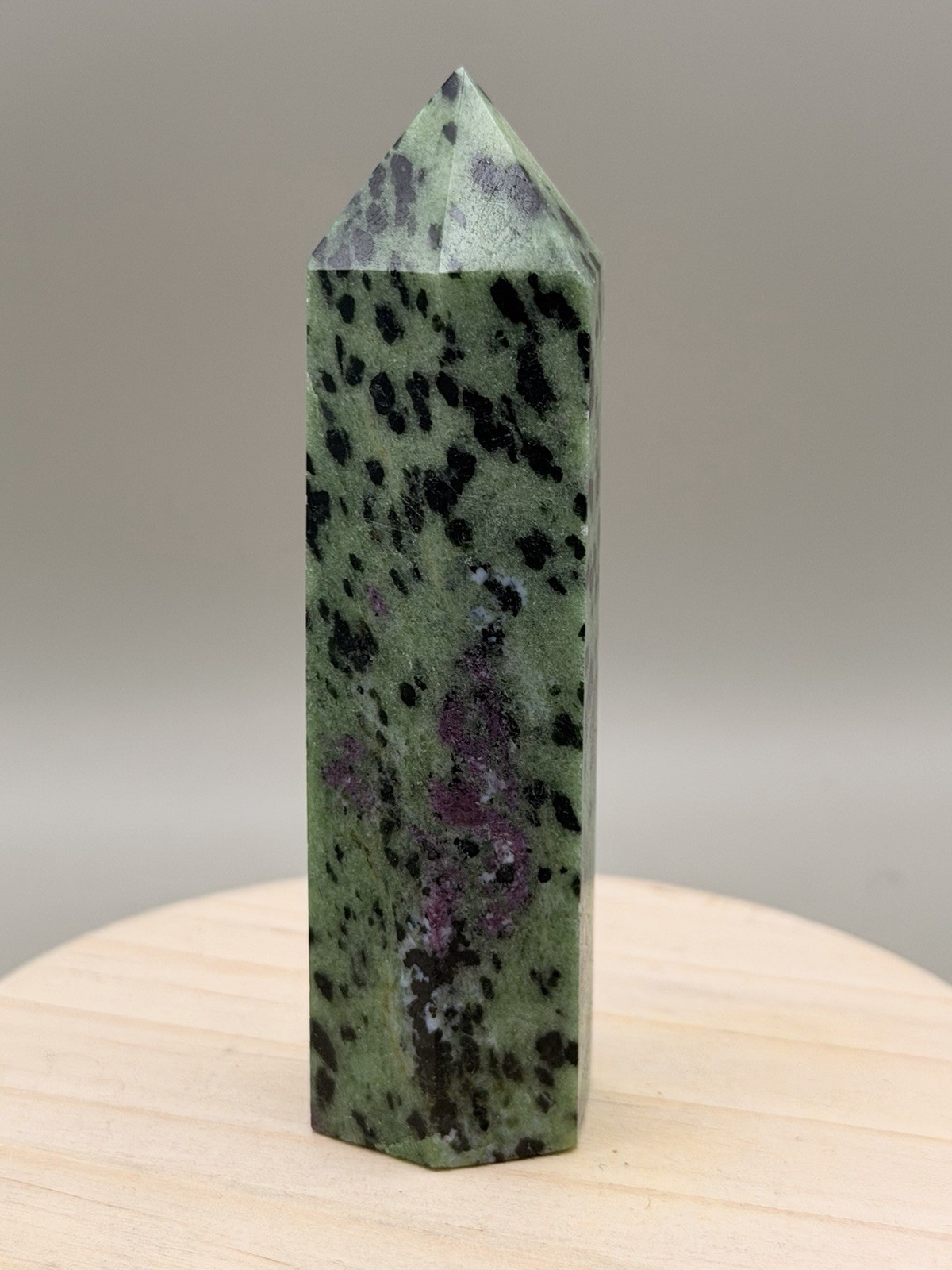 3 In Ruby Zoisite Tower Point Natural Crystal UV Reactive
