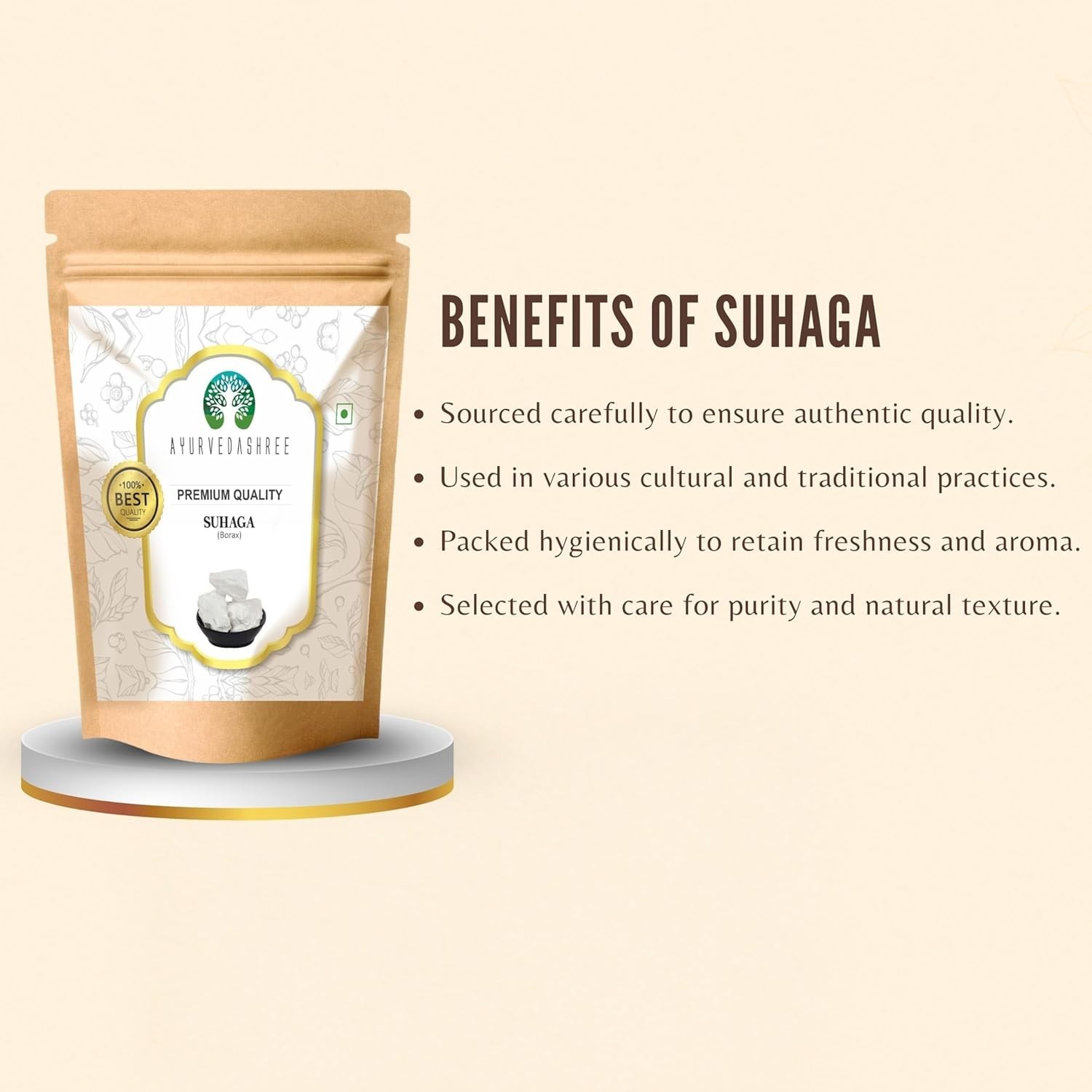 100% Natural Suhaga Crystals 50g – Safe Borax Supplement for Holistic Health