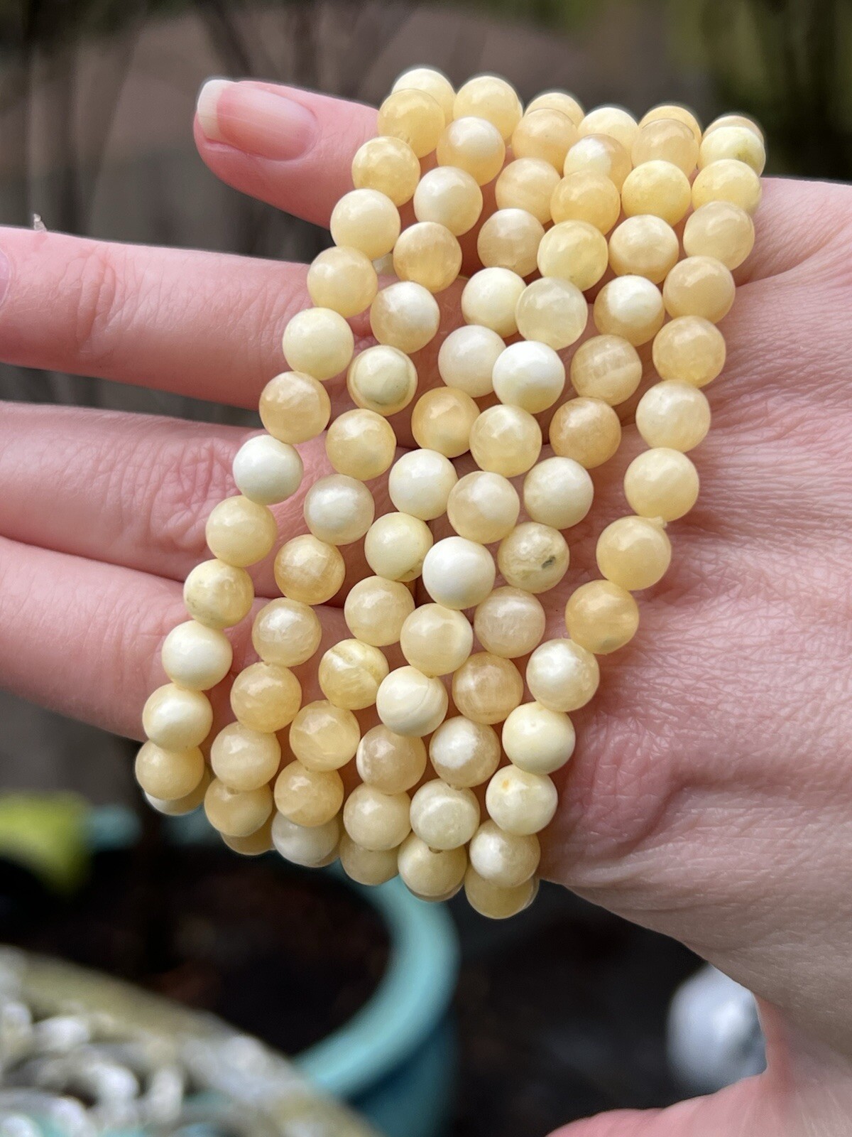 Orange Calcite Beaded Bracelet 6mm
