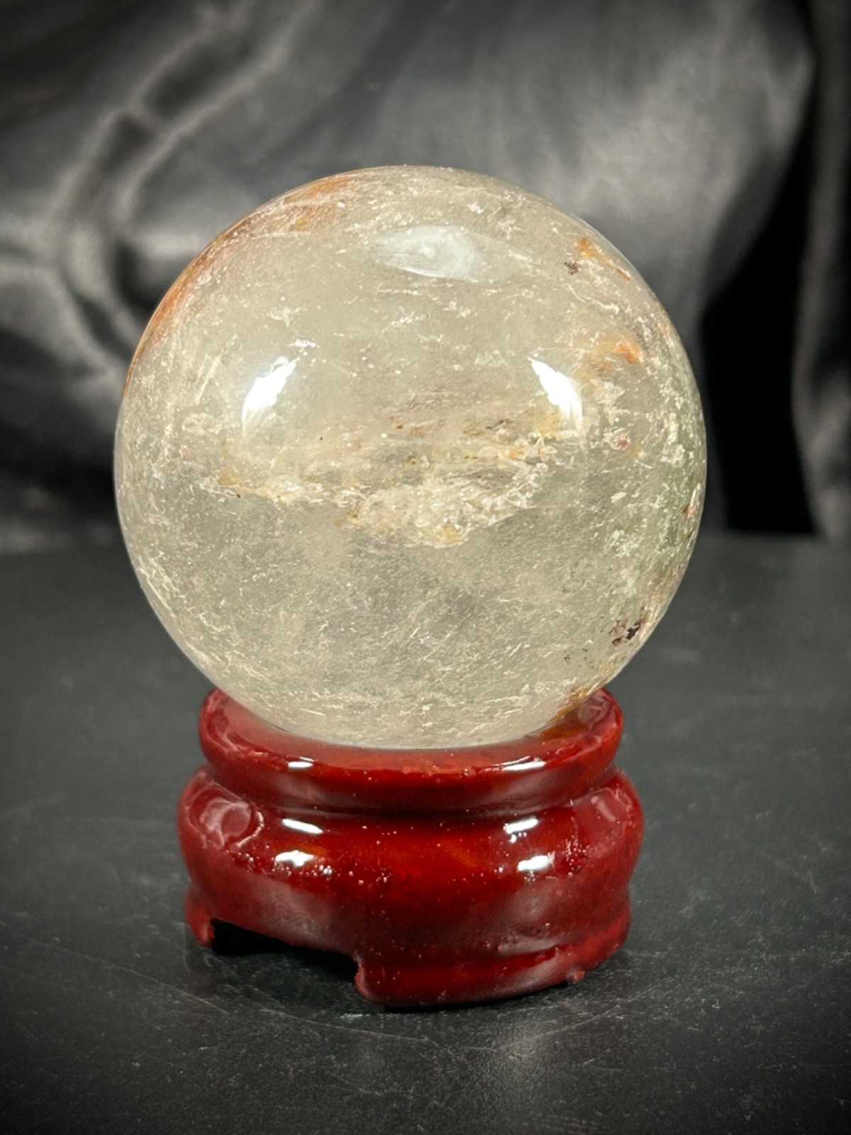 2.02″ Garden Quartz Sphere With Wood Stand 6.5oz (185 grams)