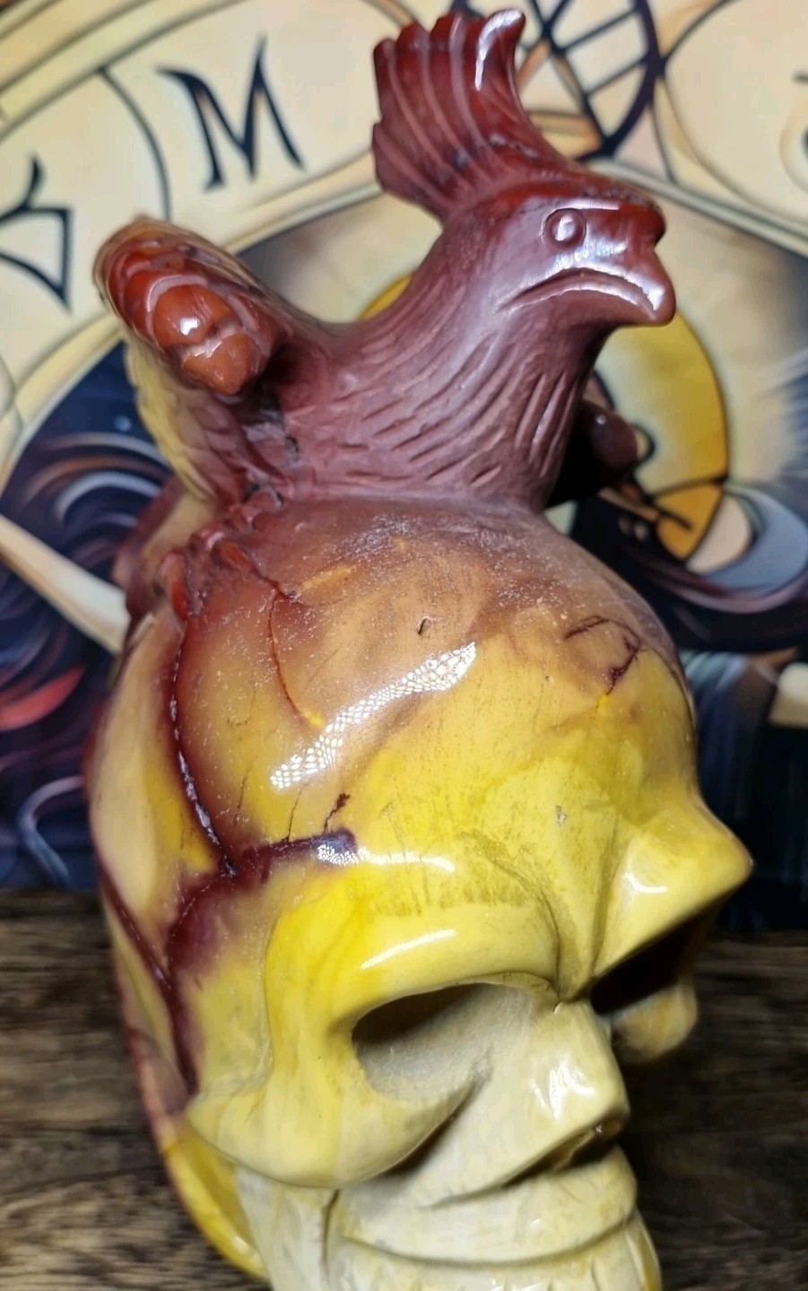 Mookaite Crystal Phoenix Skull – Big Hand Carved 2.46kg Statement Piece