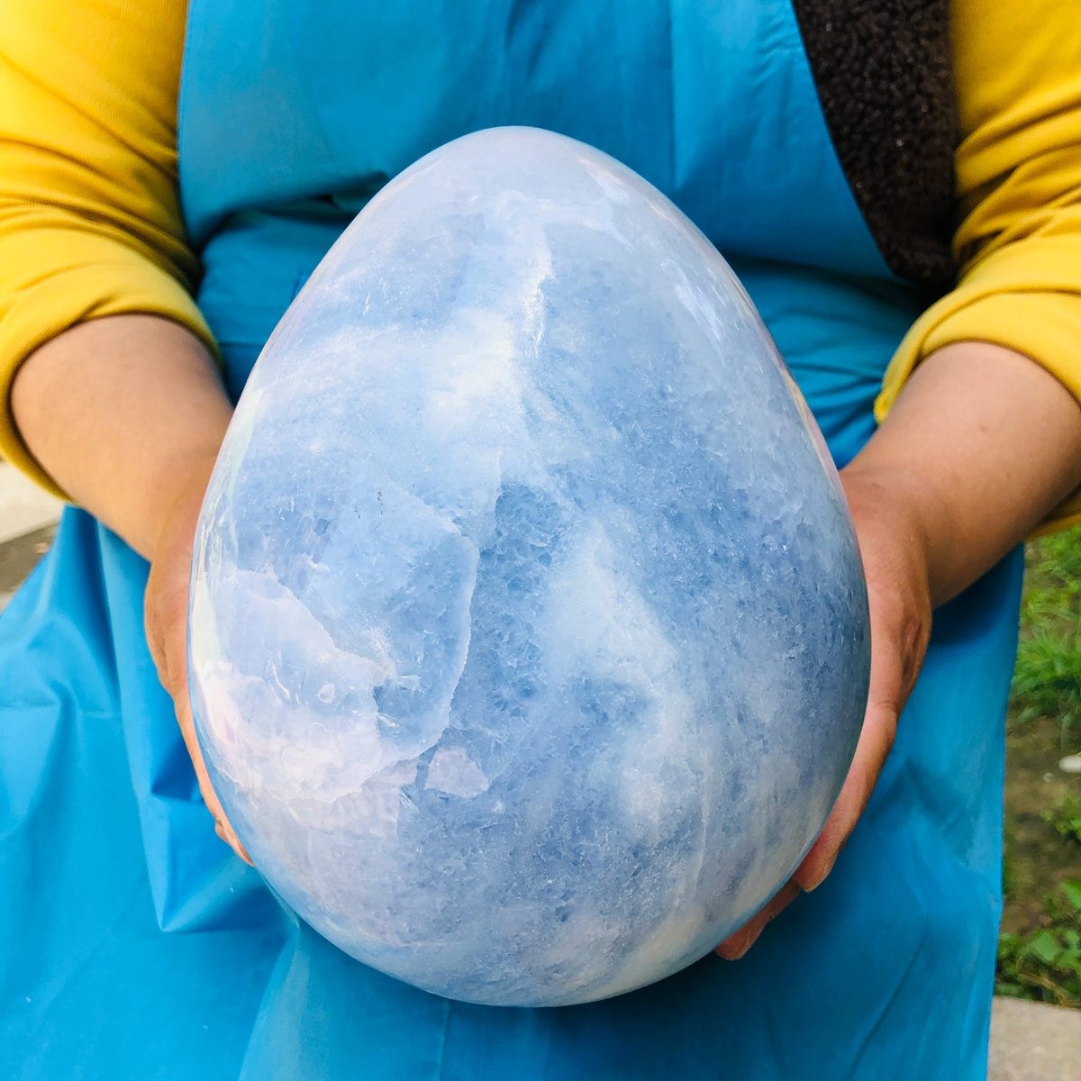 11.5LB Natural blue celestite POLISHED egg shape Quartz Crystal healing decor
