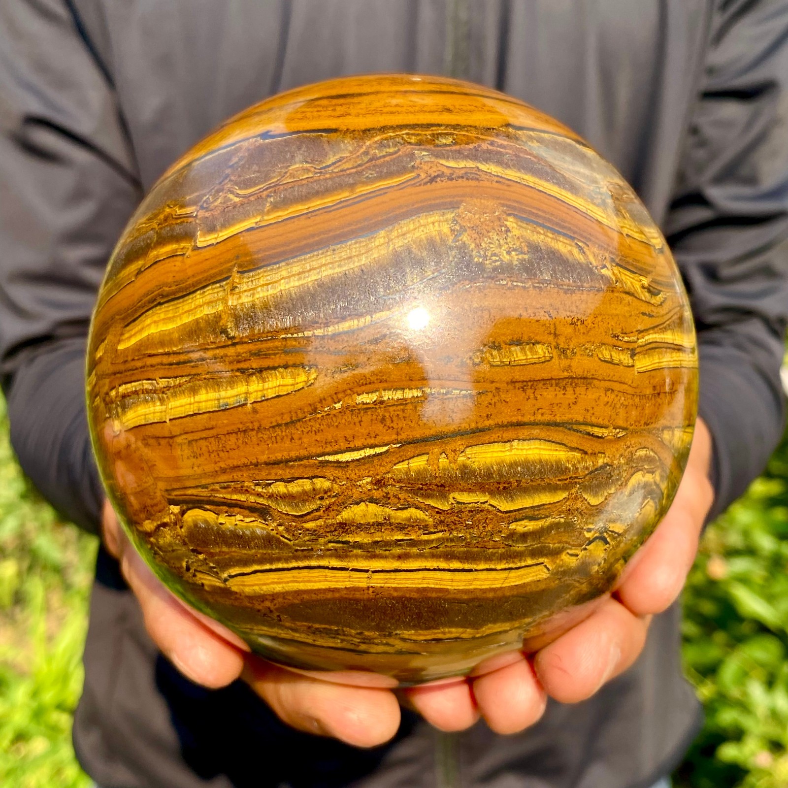 4.76LB Large Natural Tiger Eye Stone Crystal Ball Quartz Healing Sphere Décor
