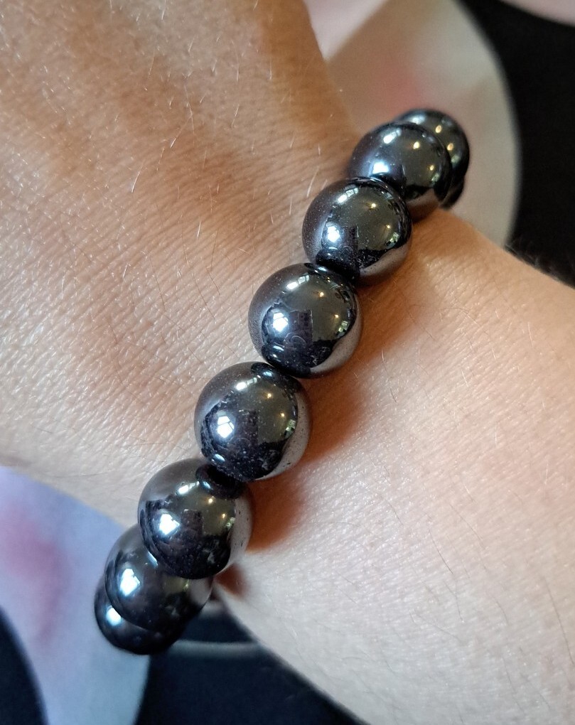 Chunky Hematite Crystal Bracelet Genuine 12mm Bead Stretch Fit 20.4cm 1pc