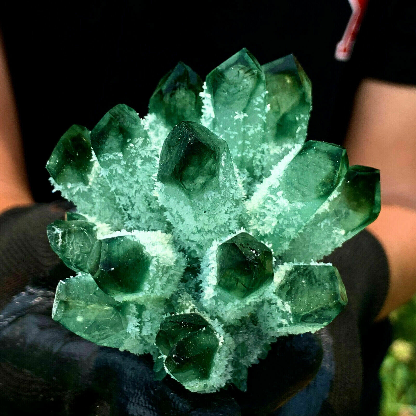 300g+ New Green Phantom Quartz Crystal Cluster Mineral Specimen Reiki Healing