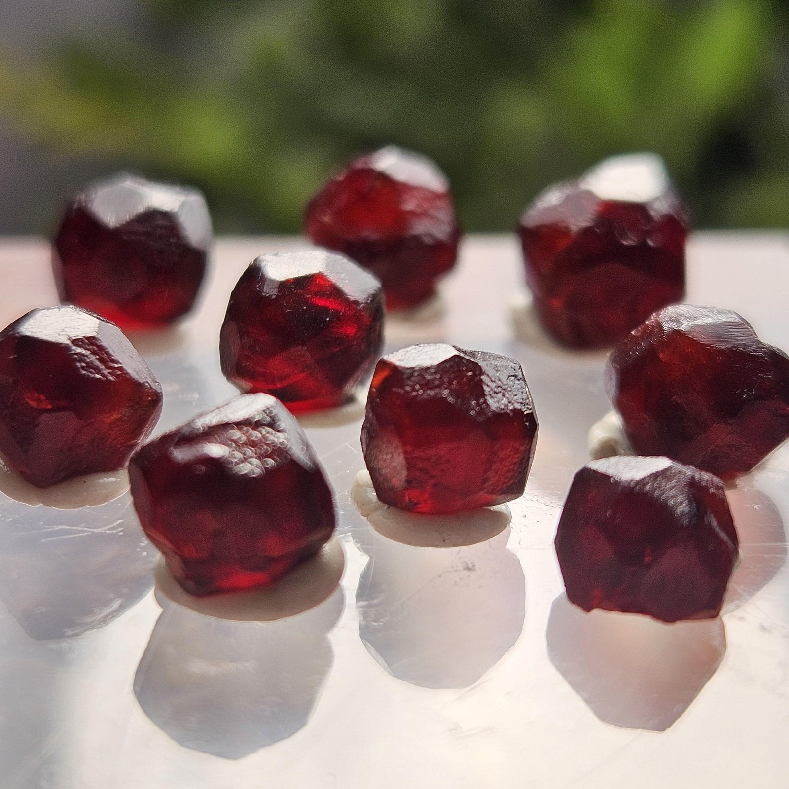 Red Garnet Crystals, Raw Dodecahedron Terminated Stones (5
