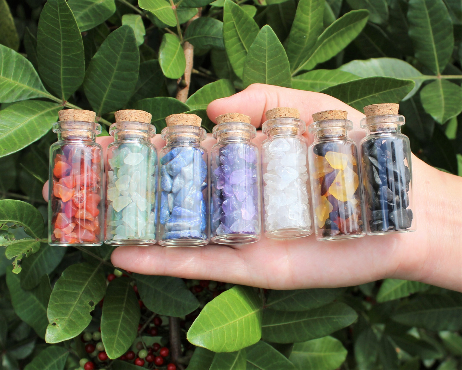 Genuine Gemstone Chips in Beautiful Large 2″ Display Bottles: AAA Crystal Chips!