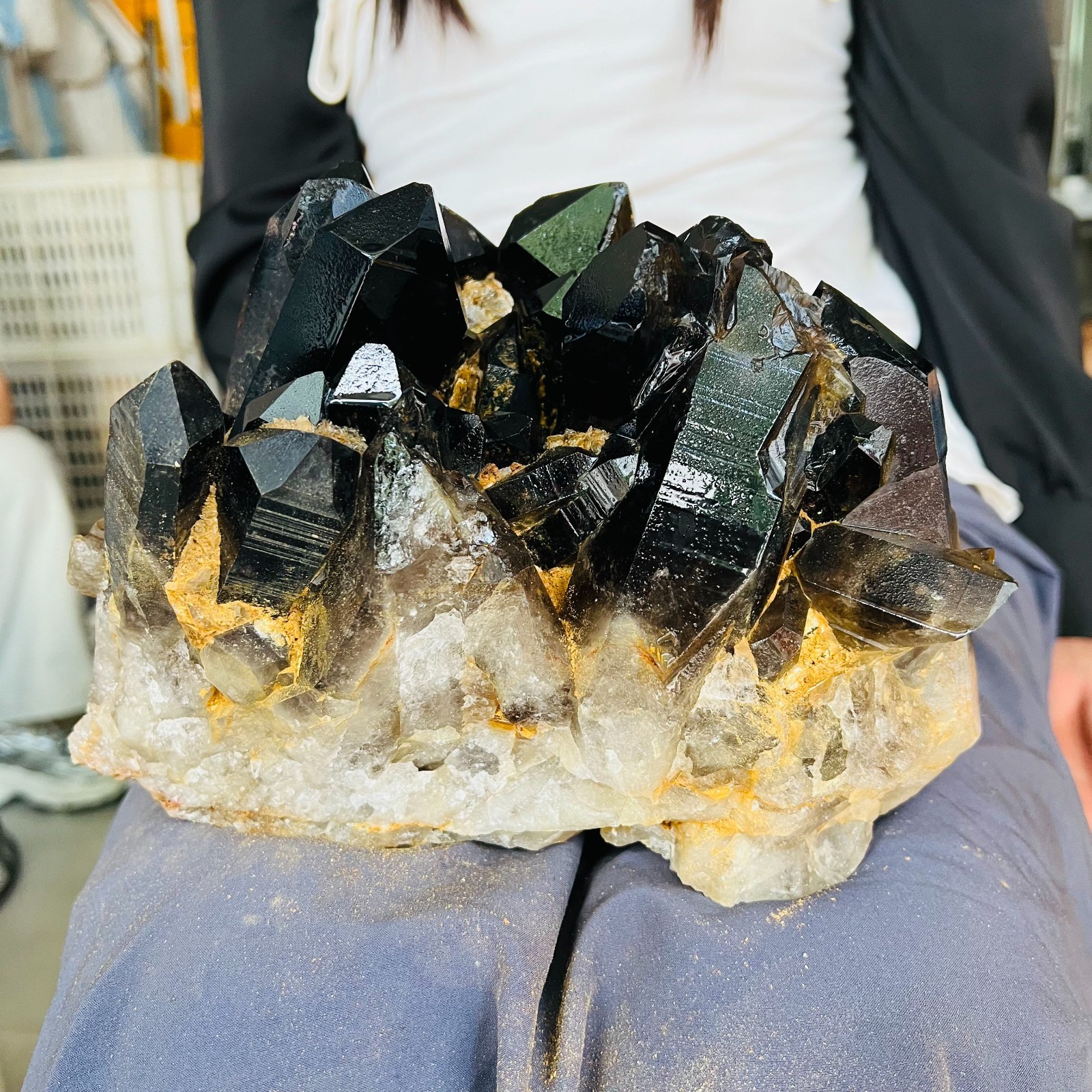 11.55LB Natural crystal smokey Cluster specimen reiki healing Decoration