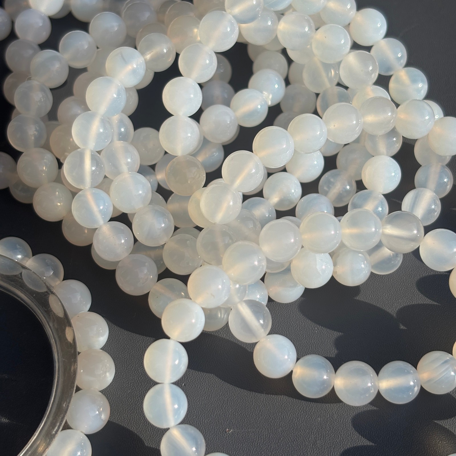 10pcs White Agate Beaded Bracelet Natural Healing Reiki Gift Unisex