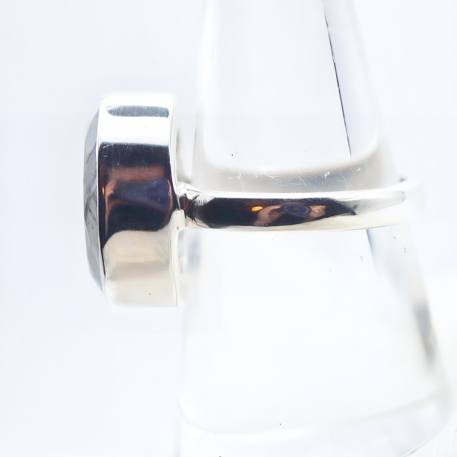 Black Tourmaline Quartz Sterling Silver Ring Natural Crystal UK Size P US Size 8