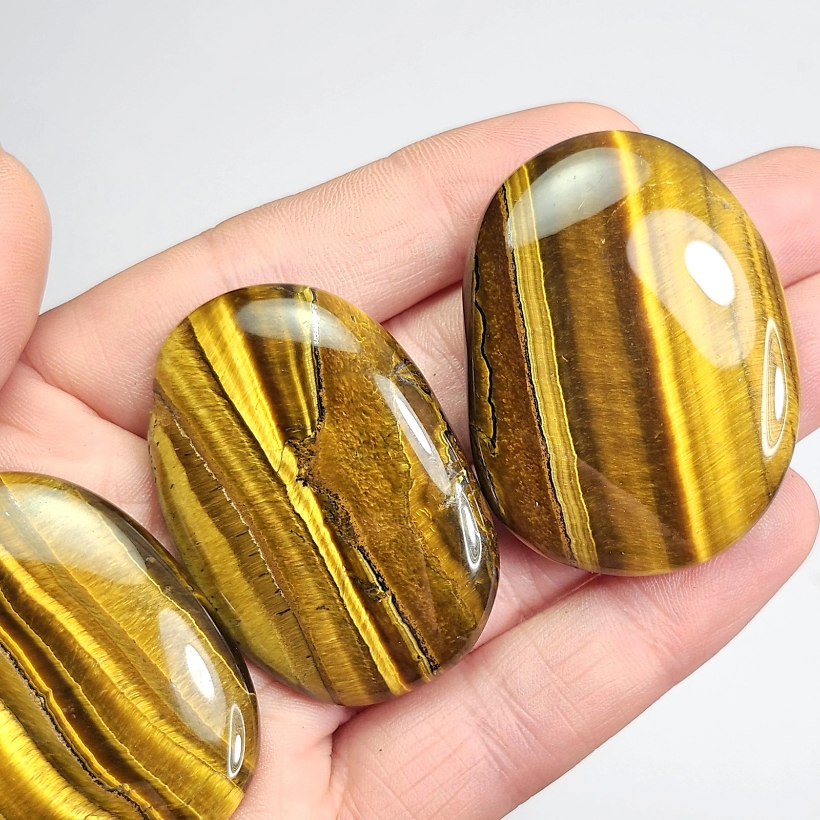 Tiger’s Eye Palm Stone, Polished Tigers Eye Crystal
