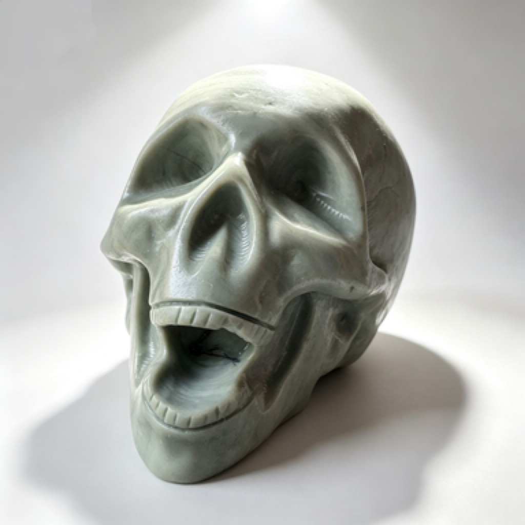 Natural Songhua Stone Skull Figurine Polished Crystal Desk Decor Unique Gift