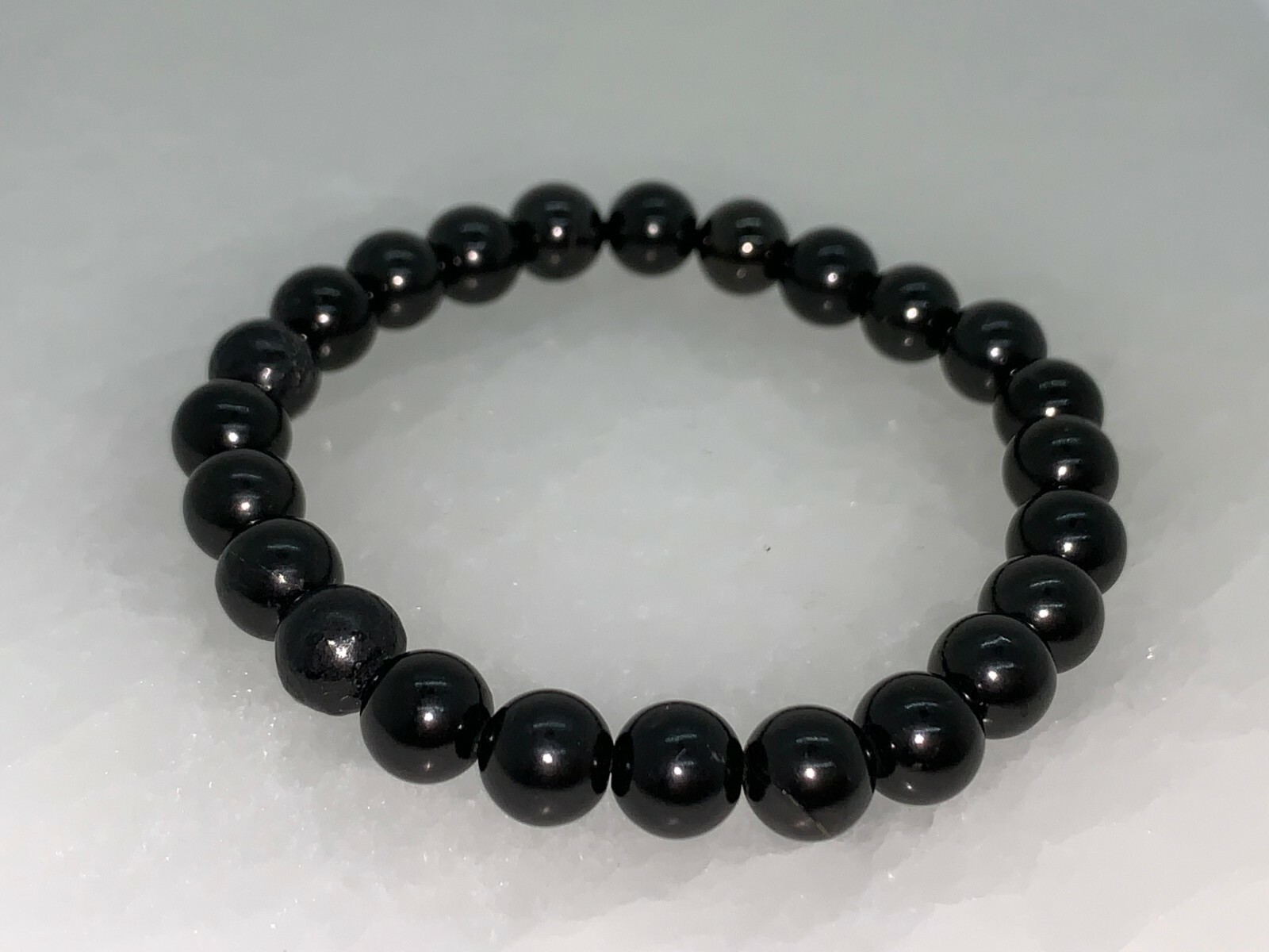 8mm Shungite Bracelet, Shungite Beads, Stretch Bracelet,Radiation EMF Protection