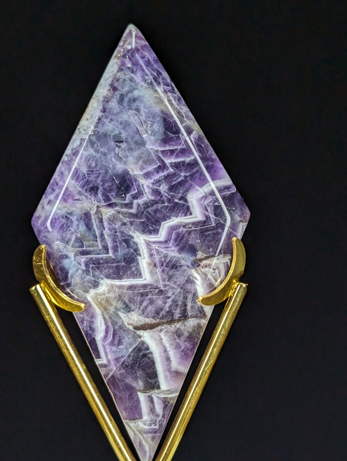 Chevron Amethyst Carving Dream Diamond Rhombus Crystal Gemstone Chakra Mineral