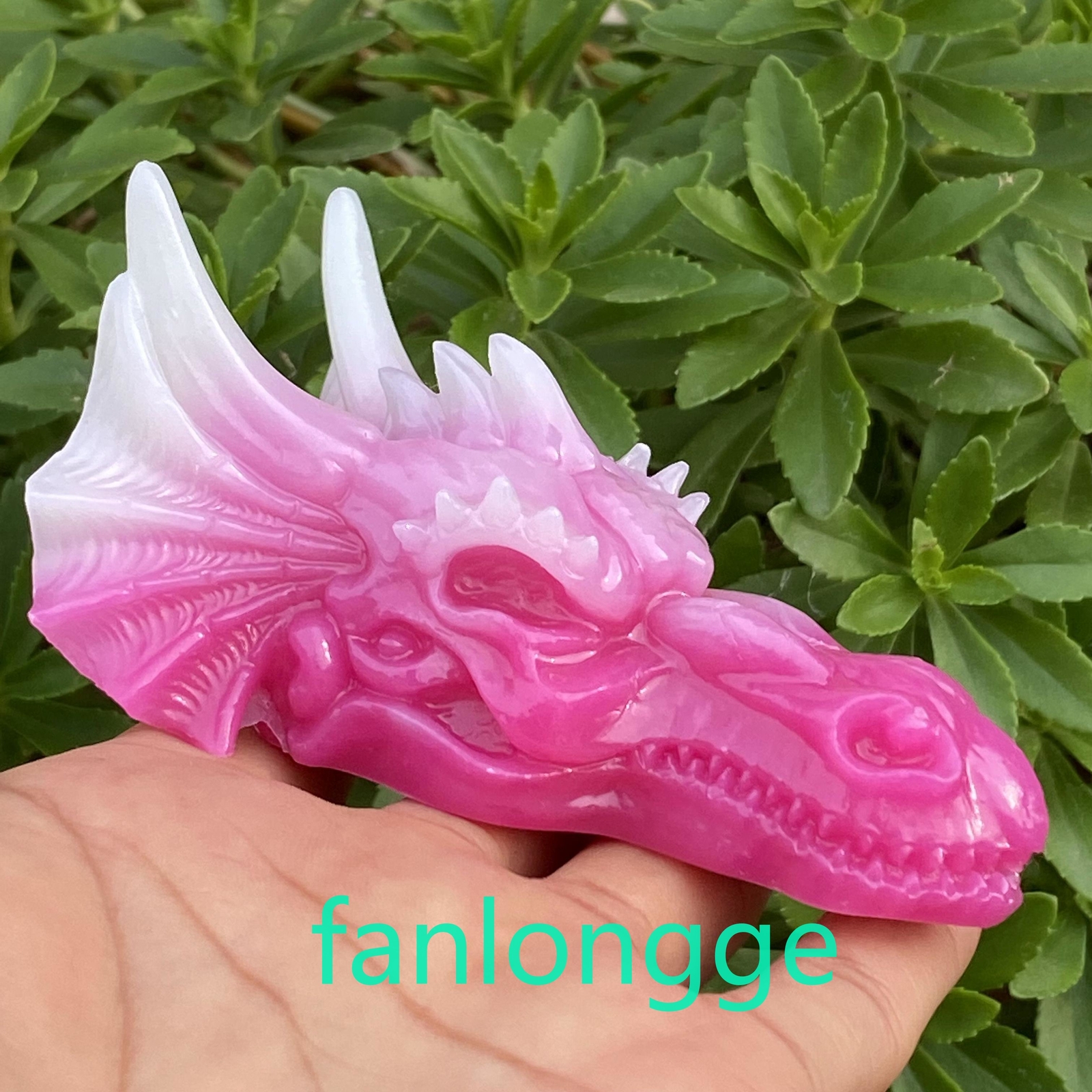 3.5″ Luminous Stone Pink Dragon skull Carved Quartz Crystal Gift Healing 1pc