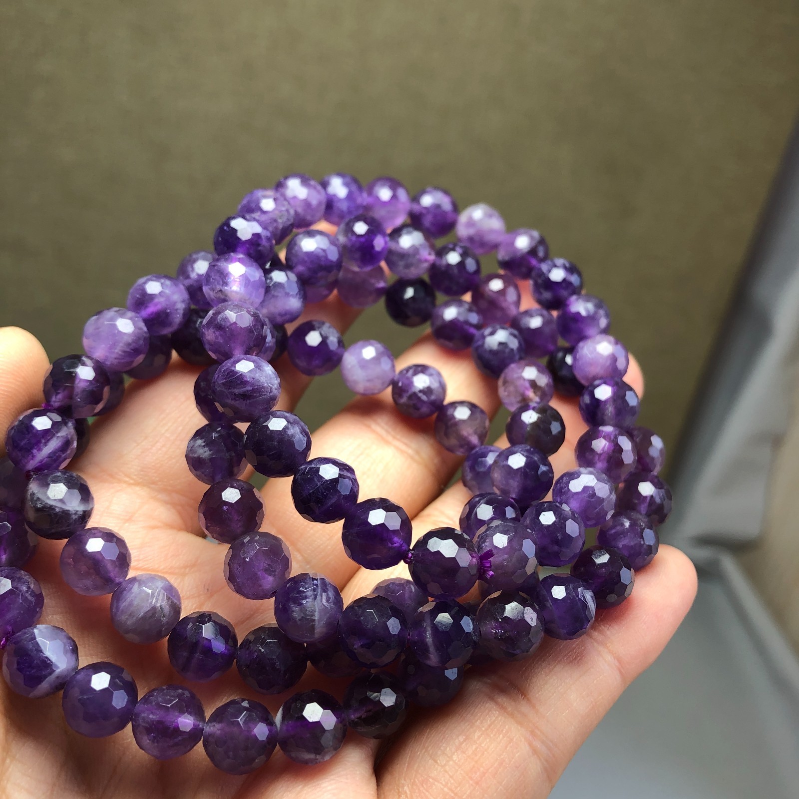 5Pcs Wholesal Natural Dreamy amethyst bracelets Crystal ball sphere facet 8mm