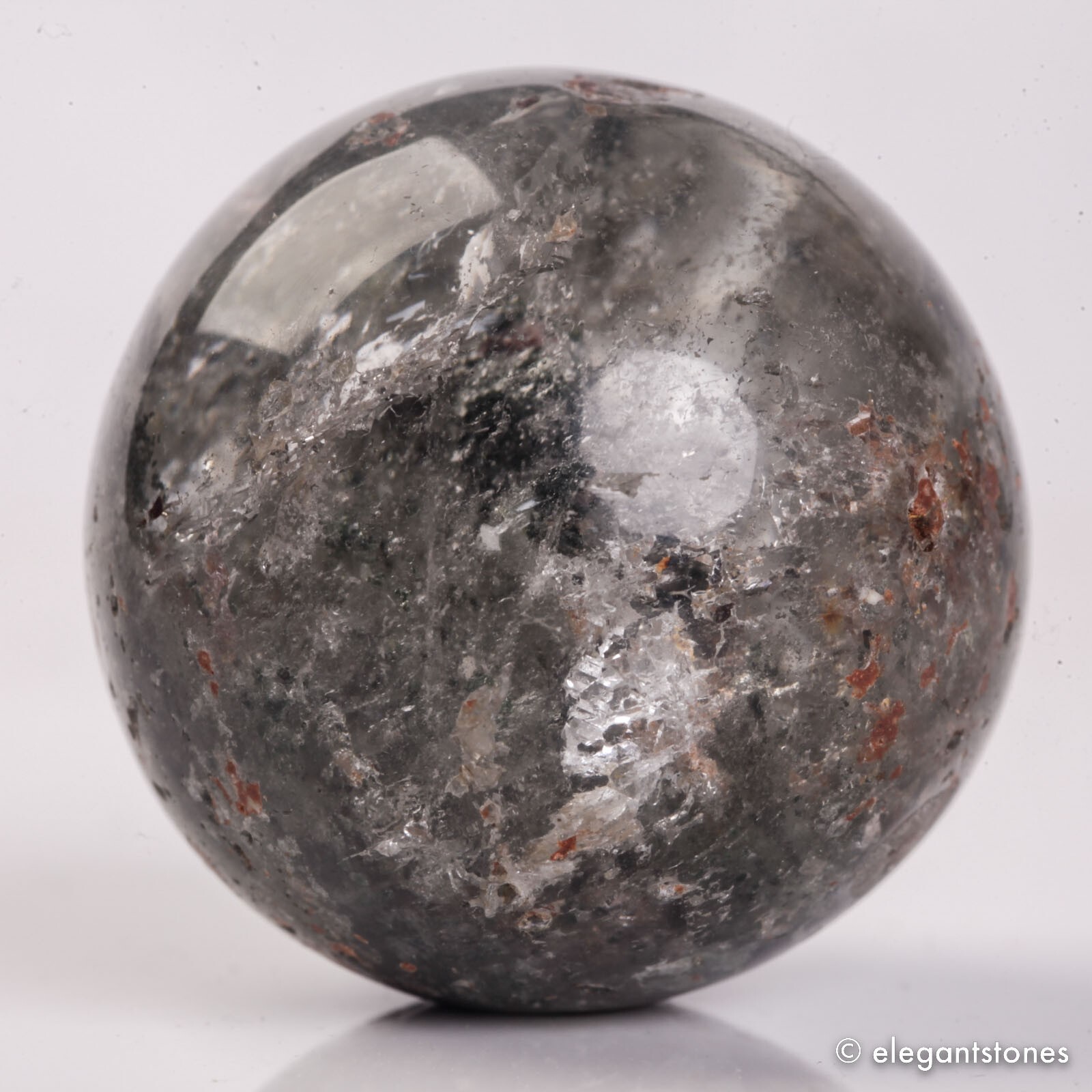 56g34mm Natural Garden/Phantom/Ghost/Lodolite Quartz Crystal Sphere Healing Ball